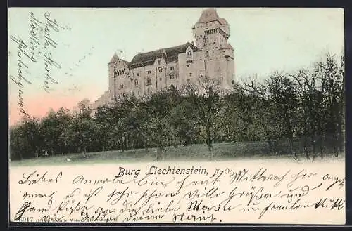 AK Liechtenstein, Burgansicht von unten
