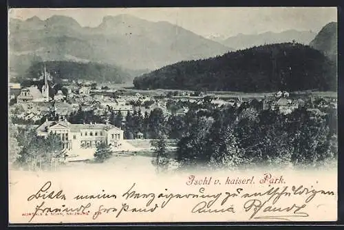 AK Ischl, Teilansicht vom kaiserlichen Park aus