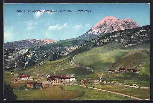 AK Zürs /Vorarlberg, Ortspartie mit Strasse und Rigispitze