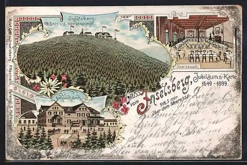 Lithographie Brotterode, Gothaisch. Gasthaus, Speisesaal, Inselsberg