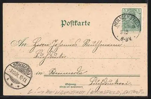 Lithographie Heiligenstadt /Eichsfeld, Gasthof Iberg, Berg-Restaurant, Denkmal, Kurfürstenstein