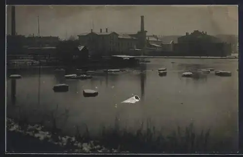 Foto-AK Gera, Hochwasser Hofwiese & Eisengiesserei Karl Wetzel 1908