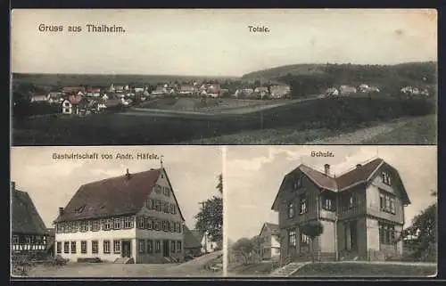 AK Talheim / Vellberg, Gasthaus Andreas Häfele, Schule, Totalansicht