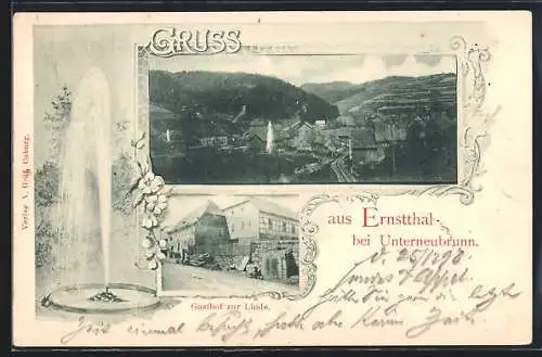 AK Ernstthal / Thür., Gasthof zur Linde, Ortsansicht