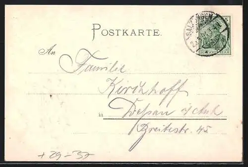 Passepartout-Lithographie Salzungen, Panorama mit Wappen