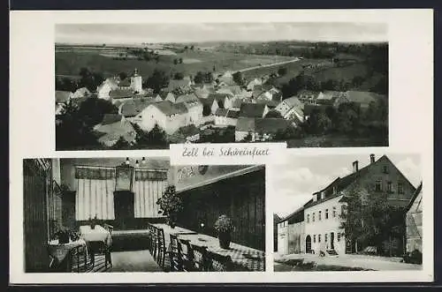 AK Zell / Main, Gasthaus Zellertal v. M. Beck, Ortsansicht