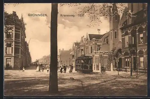 AK Groningen, Strassenbahn auf dem Kraneweg
