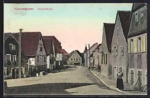 AK Maursmünster, Hauptstrasse mit Anwohnerin