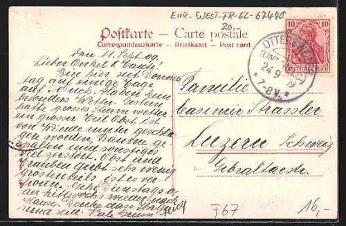 AK Maursmünster, Hauptstrasse mit Anwohnerin