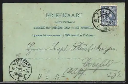 Lithographie Vaals, Hôtel Restaurant Geller gegr. 1872, Eingang vom Garten, Eiffelturm