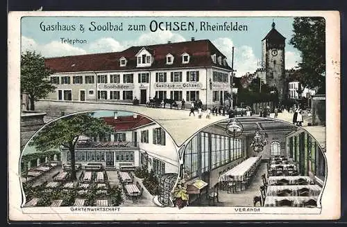 AK Rheinfelden, Gasthaus & Solbad zum Ochsen, Gartenwirtschaft, Veranda
