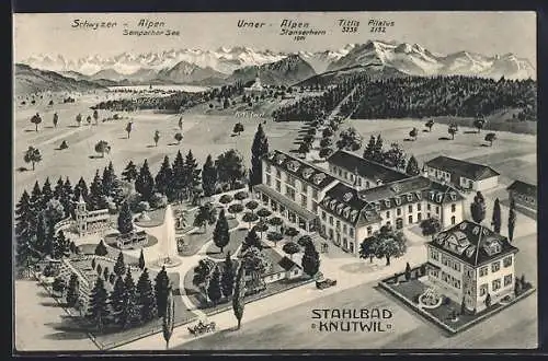 AK Knutwil, Kurhaus von oben mit Urner-Alpen