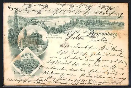 Lithographie Arenenberg, Schloss Arenenberg, Schloss Salenstein