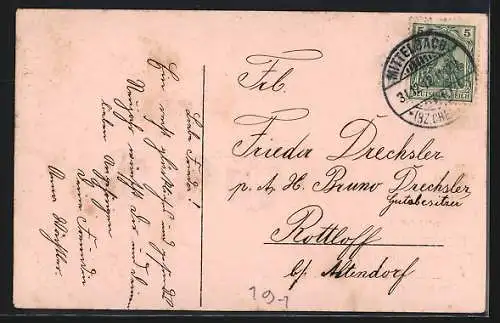 AK Tausend-Mark-Schein und Münzen