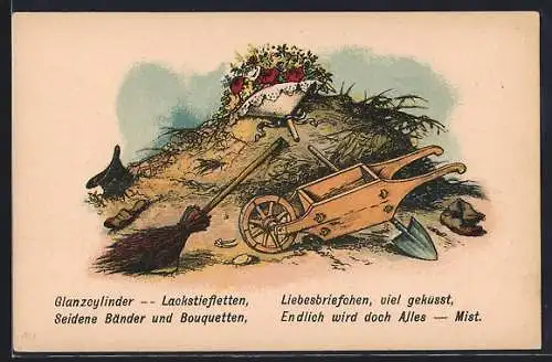 Künstler-AK Blumenbouquett liegt auf dem Mist