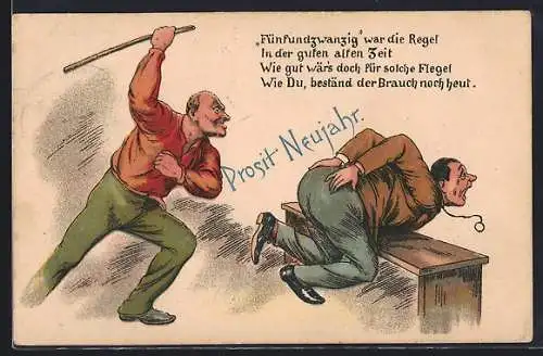 Künstler-AK Flegel bekommt den Hintern versohlt