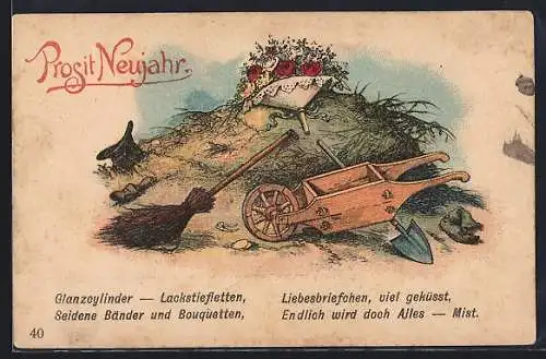 Künstler-AK Blumenbouquett liegt auf dem Mist