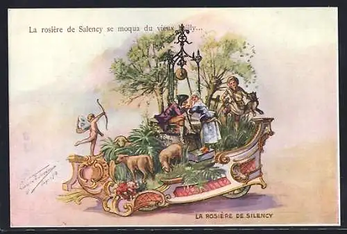 Künstler-AK Volksfest, Festwagen La rosière de Salency