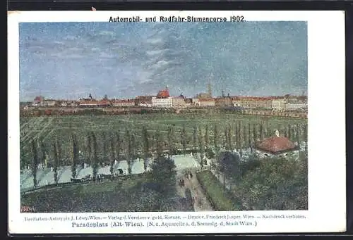 AK Wien, Automobil- und Radfahr-Blumencorso 1902, Paradeplatz