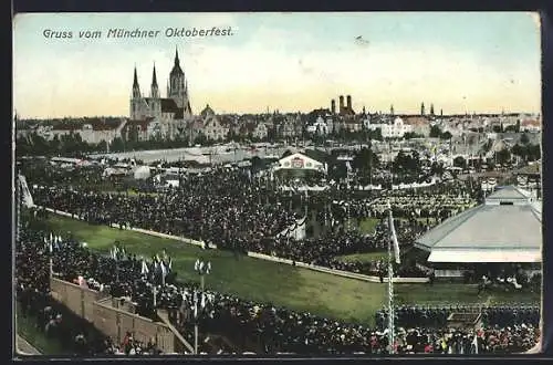 AK München, Oktoberfest, Festwiese mit Zelten