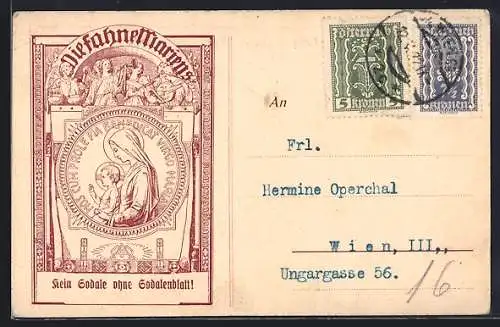 Künstler-AK Sodalenblatt Die Fahne Mariens
