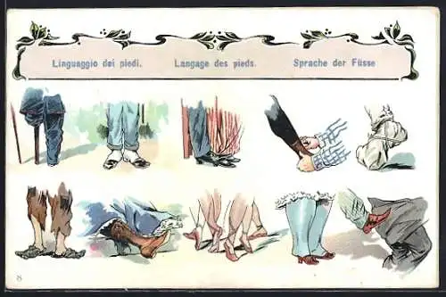 Künstler-AK Sprache der Füsse