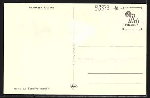 AK Neustadt a. d. Donau, Gasthof Ludwig Schnittmann mit Kirchturm und Pferdekarren