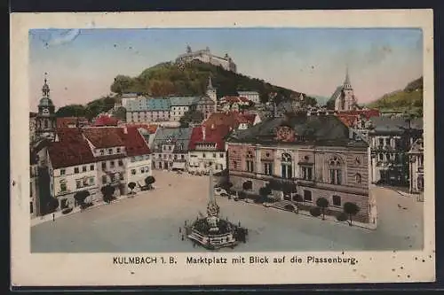 AK Kulmbach i. B., Marktplatz mit Blick auf die Plassenburg