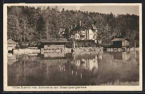AK Starnbergersee, Blick auf die Villa Baron von Schrenk