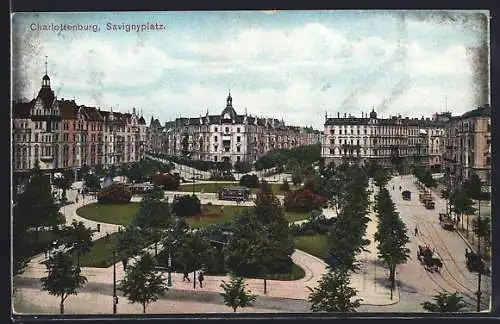 AK Berlin-Charlottenburg, Blick auf den Savignyplatz