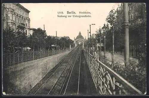 AK Berlin, Hochbahn, Senkung zur Untergrundbahn