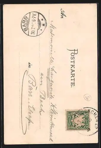 Lithographie München, Strassenpartie am Isarthor