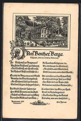 Künstler-AK Hannover, Erichsruh, Gasthaus am Benther Berg