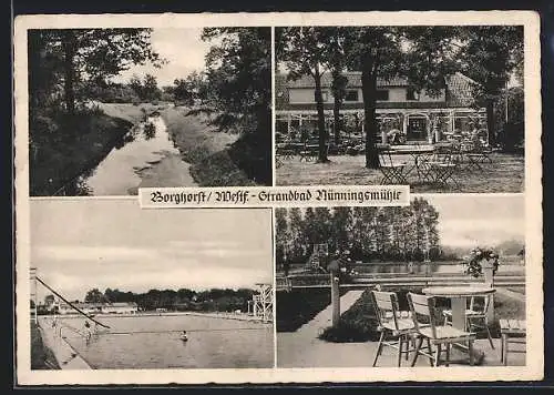 AK Borghorst /Westf., Strandbad und Restaurant Nünningsmühle