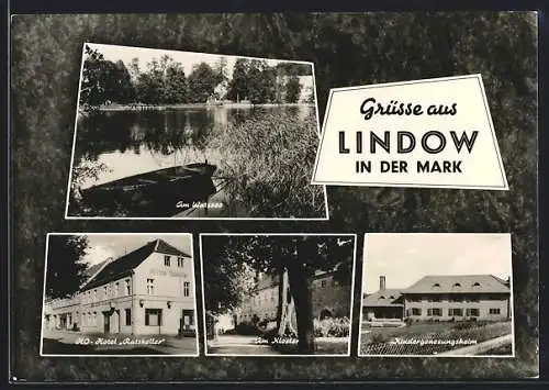 AK Lindow /Mark, HO-Hotel Ratskeller, Kindergenesungsheim, Am Wutzsee