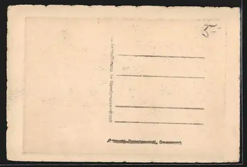 Künstler-AK Göttingen, Barfüsserstrasse, Kreuzung mit Weinhandlung