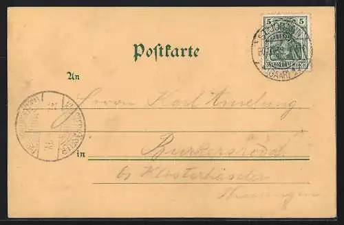 Mondschein-Lithographie St. Johann / Saarbrücken, Neues Rathaus