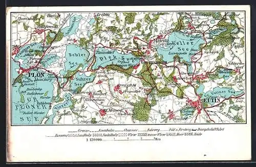 AK Eutin, Landkarte, Plön, Malente Holsteinische Schweiz