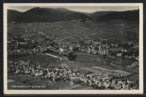 AK Edenkoben, Totalansicht vom Flugzeug aus