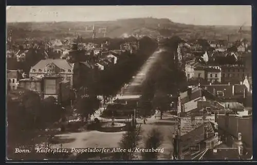 AK Bonn, Kaiserplatz mit Poppelsdorfer Allee und Kreuzberg