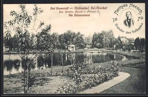 AK Bad Bramstedt, Matthiasbad am Schwanensee, Bes. Geschw. Heesch, Porträt M. Heesch
