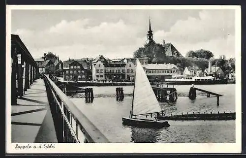 AK Kappeln / Schlei, Blick von der Brücke auf den Ort
