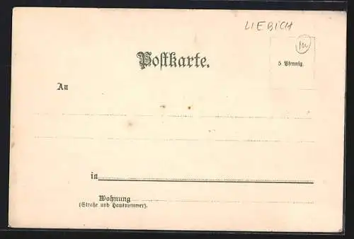 Lithographie Dorfpartie mit Kindern in elsass-lothringischer Tracht