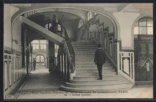 AK Paris, Hotel Populaire Hommes, 94 Rue de Charonne, Grand Escalier