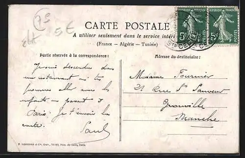 AK Paris, Restaurant Hispano-Americano, 15 Rue Montyon, Fahne mit Wappen