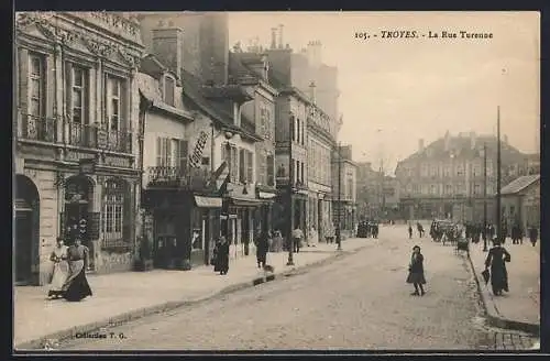 AK Troyes, la Rue Turenne, Geschäfte