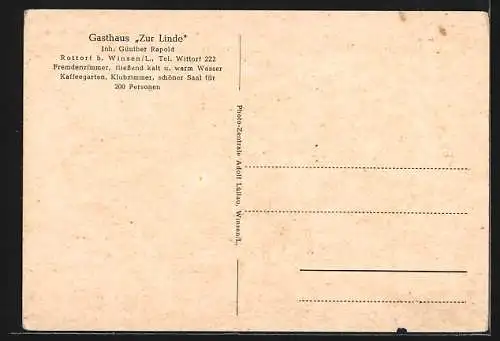 AK Rottdorf, Gasthaus Zur Linde mit Gaststube und Saal