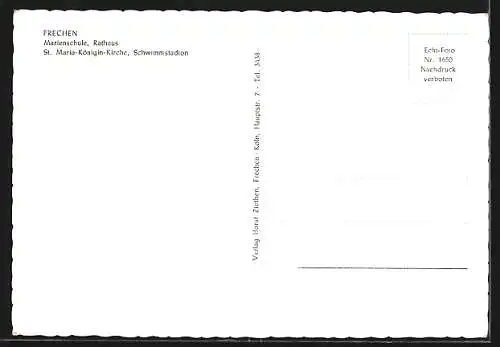 AK Frechen, Freibad, Rathaus und Strassenbahn in der Hauptstrasse