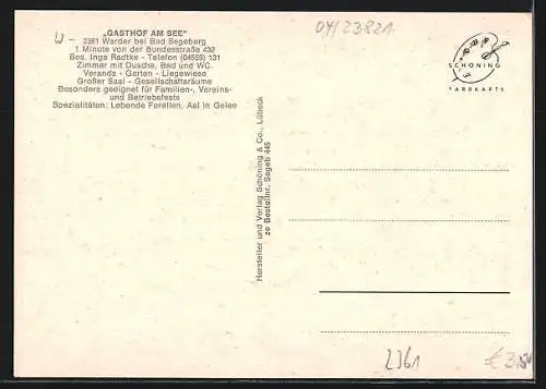 AK Warder, Bootsanlegestelle, der gasthof See-Warder, im Speisesaal