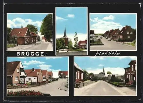 AK Brügge /Holstein, Kirche und Strassenpartien